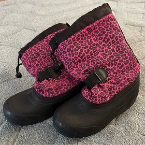 Weather Spirits Girls Shanti Slip On Gore Boots Hot Pink Leopard Size 13